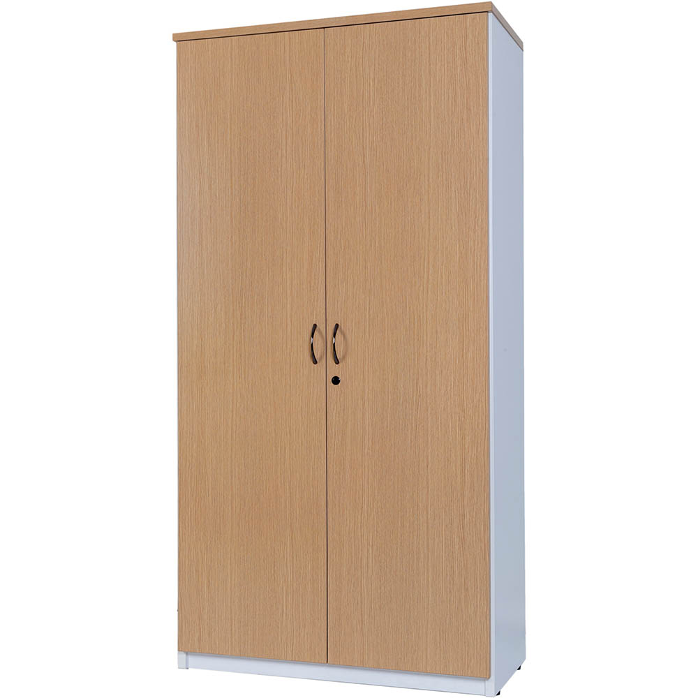 Image for OXLEY FULL DOOR STORAGE CUPBOARD 900 X 450 X 1800MM OAK/WHITE from Office National Sydney Stationery