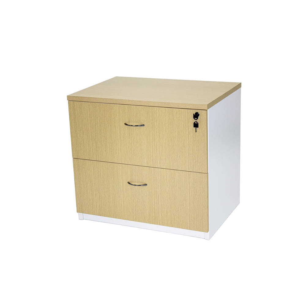 Image for OXLEY LATERAL FILE CABINET LOCKABLE 780 X 560 X 750MM OAK/WHITE from Aztec Office National