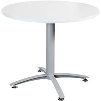 summit meeting table round 900mm white/silver