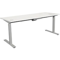 summit electric sit to stand straight desk 1800 x 750mm white/silver