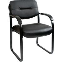 ys design client visitor chair medium back arms pu black