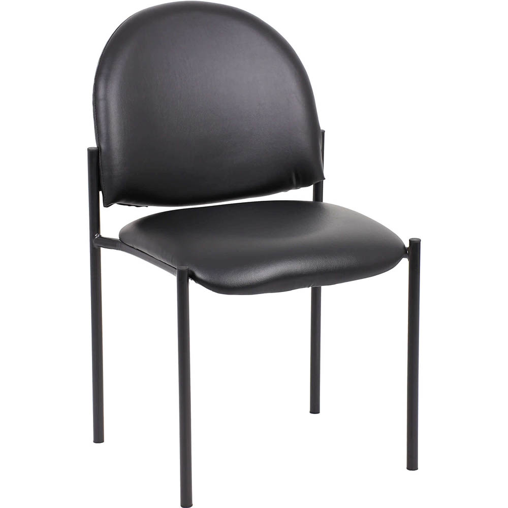 Image for YS DESIGN STACKING VISITORS CHAIR MEDIUM BACK PU BLACK from Surry Office National