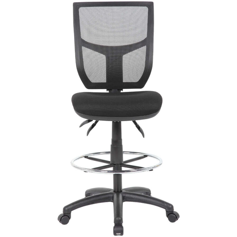 Image for YS DESIGN HALO DRAFTING CHAIR WITH DRAFTING KIT HIGH MESH BACK BLACK from PaperChase Office National