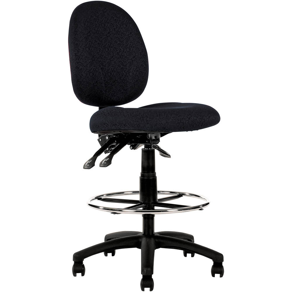 Image for LINCOLN DRAFTING CHAIR MEDIUM BACK BLACK from Aztec Office National Melbourne
