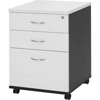 oxley mobile pedestal 3-drawer lockable white/ironstone