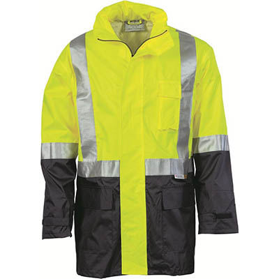 Image for ZIONS HIVIS LIGHTWEIGHT RAIN JACKET REFLECTIVE TAPE TWO TONE YELLOW/NAVY from Micon Office National