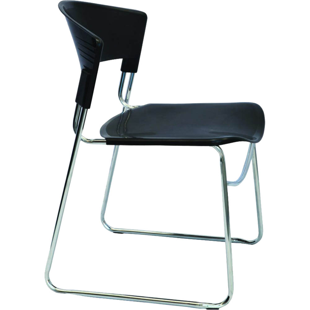 Image for RAPIDLINE ZOLA CHAIR PLASTIC STACKING LINKING CHROME FRAME BLACK from Emerald Office Supplies Office National