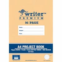 writer premium project book 14mm plain/dotted thirds 70gsm 96 page a4 cake