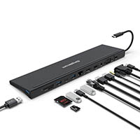 simplecom usb-c multiport docking station laptop stand dual hdmi 12in1 black