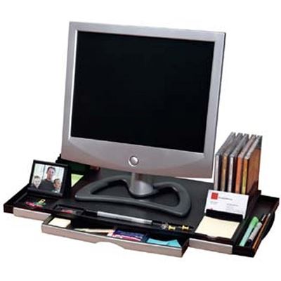 Image for ITALPLAST I 361 WORKSPACE MONITOR STAND ORGANISER 7 COMPARTMENTS from Chris Humphrey Office National
