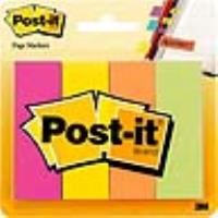 post-it 671-4af page markers 25 x 75mm fluorescent assorted pack 4