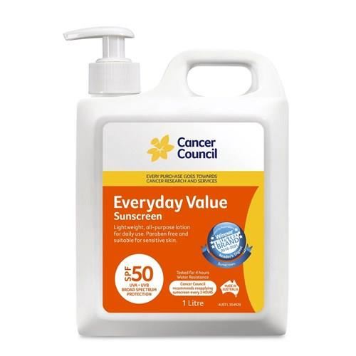 Image for CANCER COUNCIL EVERYDAY SUNSCREEN 1 LITRE SPF50+ from Chris Humphrey Office National