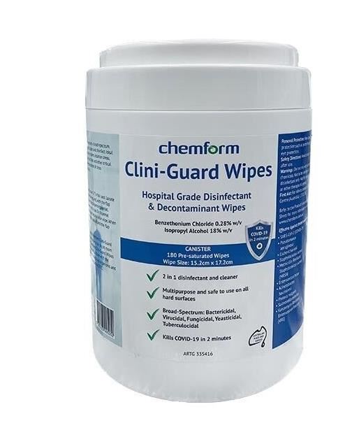 Image for Clini-Guard Hospital Grade Wipes  Tub 180 from Chris Humphrey Office National