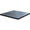 alexi stainless steel 600mm round table base with gentas square 700 x 700mm black duratop