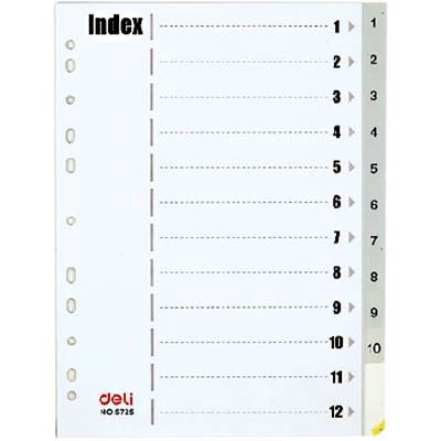 Image for DELI DIVIDERS MANILLA 12-TAB A4 GREY from Darwin Business Machines Office National