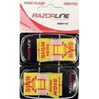 razorline message flags sign here yellow twin pack 100