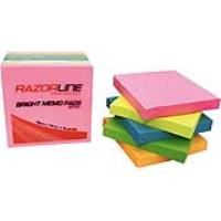 razorline notes cube 76 x 76mm neon assorted pack 5