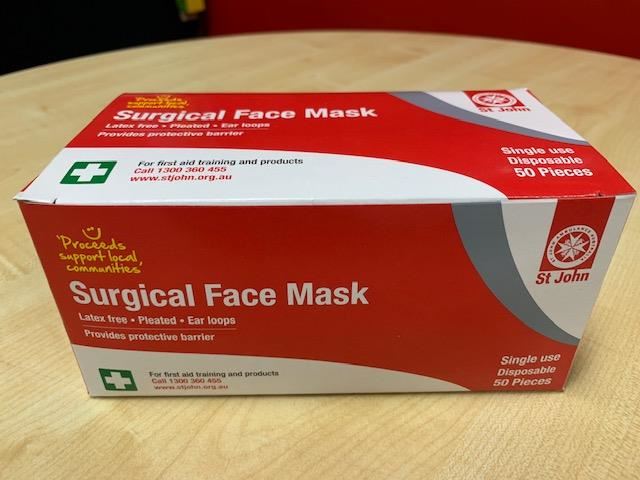 Image for ST JOHNS SURGICAL MASKS DISPOSABLE 17.5 X 9.5 CM BOX OF 50 from Office National Hobart
