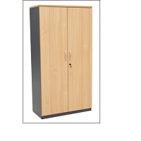 enviro office storage cabinet full wood doors beech/ironstone 900x450x1800
