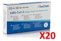 juschek covid-19 rapid antigen test nasal swab pack 20  available now