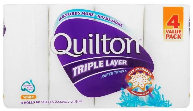 Image for QUILTON TRIPLE LAYER PAPER KITCHEN TOWEL 60 SHEETS PACK 4 from Express Office National