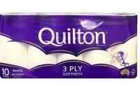 quilton toilet roll 3-ply softness white pack 10
