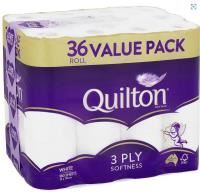 quilton toilet paper 3 ply 180 sheet roll value pack of 36  *great value*