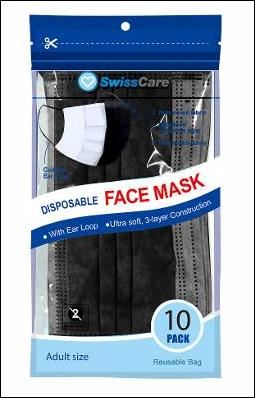SWISSCARE DISPOSABLE FACE MASK 3 PLY BLACK PACK 10 |  | 4099437