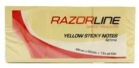 razorline sticky notes 38 x 50mm yellow pack 12