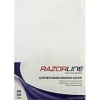 razorline leathergrain binding cover 300g a4 white pack 100