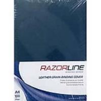 razorline leathergrain binding cover 300g a4 blue pack 100