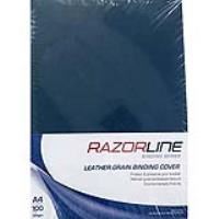 razorline leathergrain binding cover 300g a4 navy blue pack 100
