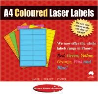 a4 33up laser labels 64x24.3mm fluro red  pack 100