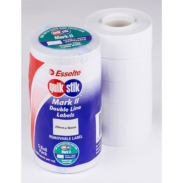 Image for BULK QUIKSTIK MARK 11 PLAIN 23X16MM REMOVEABLE DOUBLE LINE 1000 LABELS PER ROLL PACK 30 from Everyday & Simply Office National