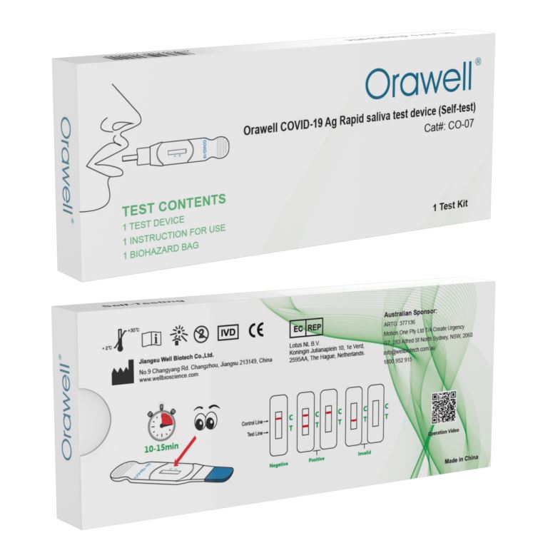 Image for ORAWELL COVID-19 AG RAPID SALIVA TEST DEVICE PACK 5 from Everyday & Simply Office National