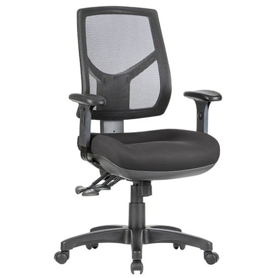 Image for EVERYDAY HINO CHAIR MESH HIGH BACK 140KG 7 YEAR WARRANTY BLACK WITH ARMS from Everyday & Simply Office National