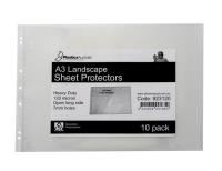 plastics australia a3 sheet protectors 120 micron landscape clear/gloss pack10