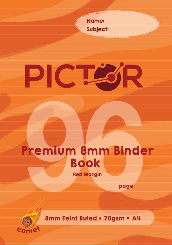 Image for PICTOR PREMIUM BINDER BOOK A4 RULED 8MM + MARGIN 96PGS COMET from PaperChase Office National
