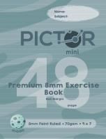 pictor premium mini 225 x 175mm 48 page  exercise book 8mm ruled 70gsm moon