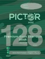 pictor premium mini 225 x 175mm 128 page  exercise book 8mm ruled 70gsm alien