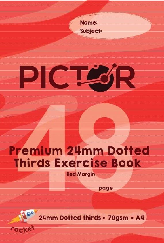 Image for PICTOR PREMIUM A4 48 PAGE EXERCISE BOOK 24MM DOTTED THIRDS 70GSM ROCKET from PaperChase Office National