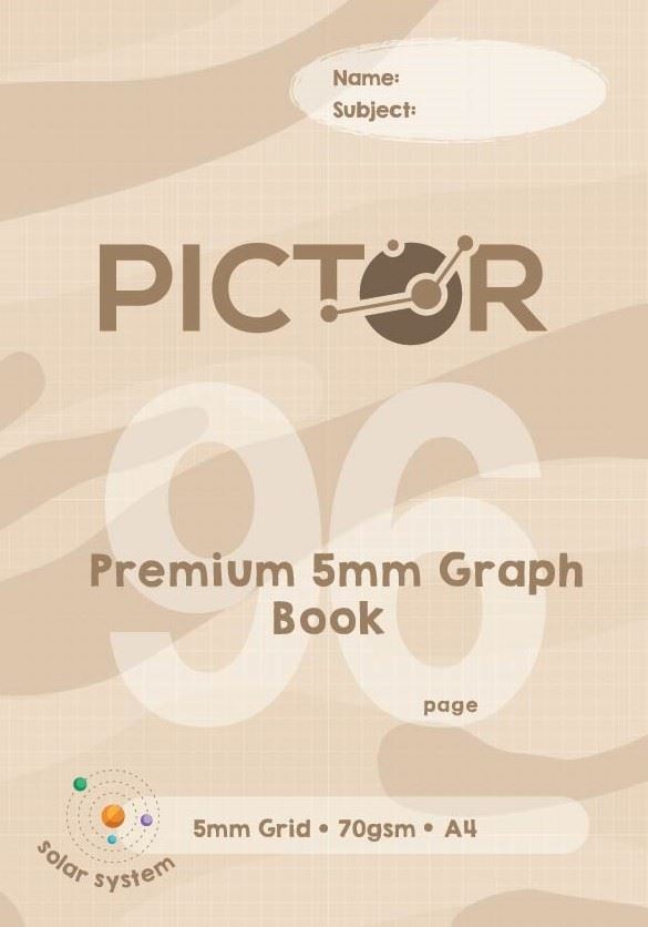 Image for PICTOR PREMIUM A4 96 PAGE GRAPH BOOK 5MM 70GSM SOLAR SYSTEM from PaperChase Office National