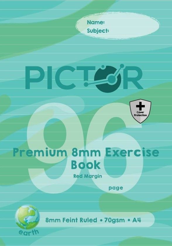 Image for PICTOR PREMIUM PRO A4 96 PAGE PP EXERCISE BOOK RULED 8MM 70GSM EARTH from PaperChase Office National