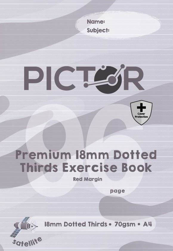 Image for PICTOR PREMIUM PRO A4 96 PAGE PP EXERCISE BOOK DOTTED THIRDS 18MM 70GSM SATELLITE from PaperChase Office National