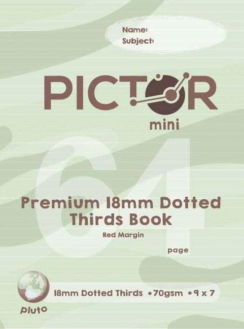 Image for PICTOR PREMIUM MINI  225 X 175MM  64 PAGE EXERCISE BOOK 18MM DOTTED THIRDS 70GSM PLUTO from PaperChase Office National