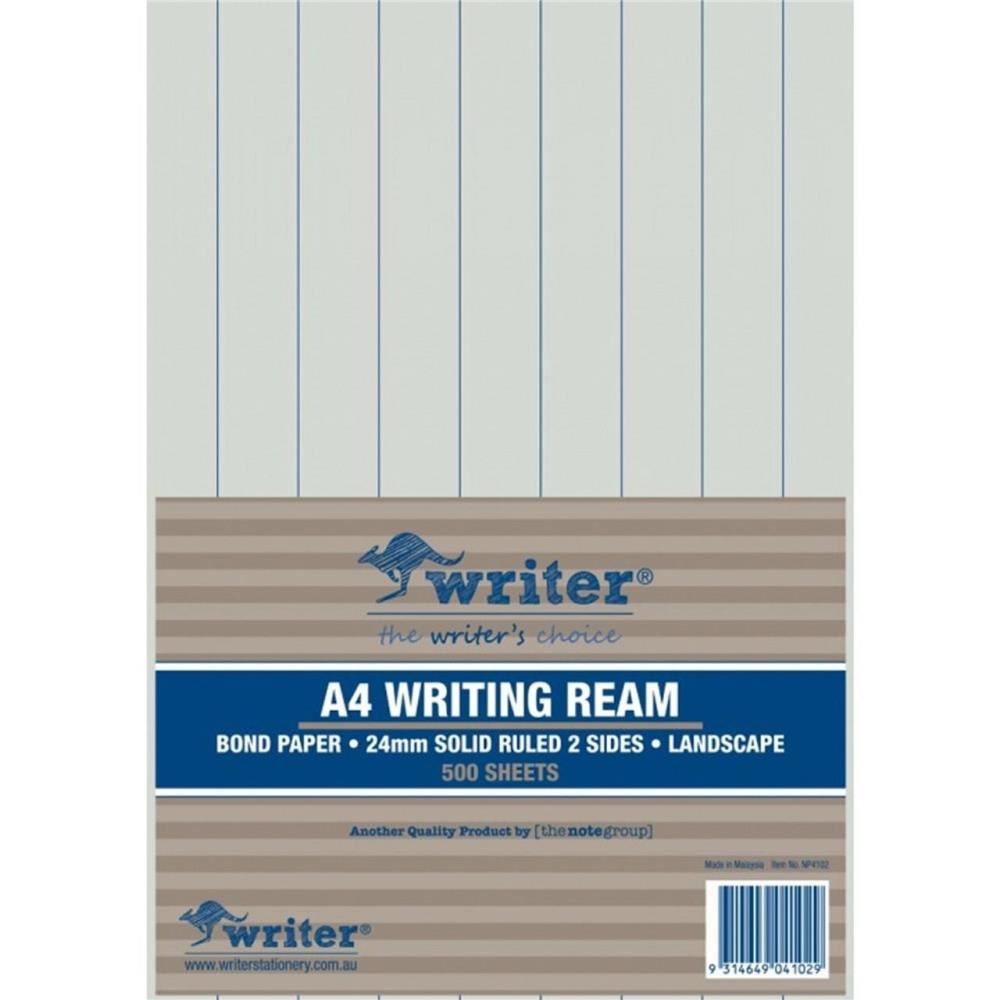 Image for WRITING PAPER A4 24MM SOLID RULED LANDSCAPE 500 SHEETS 297*208MM (NOT DOTTED) from PaperChase Office National