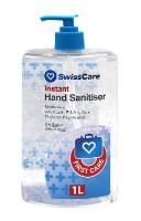 swisscare instant hand sanitiser 1l pump pack