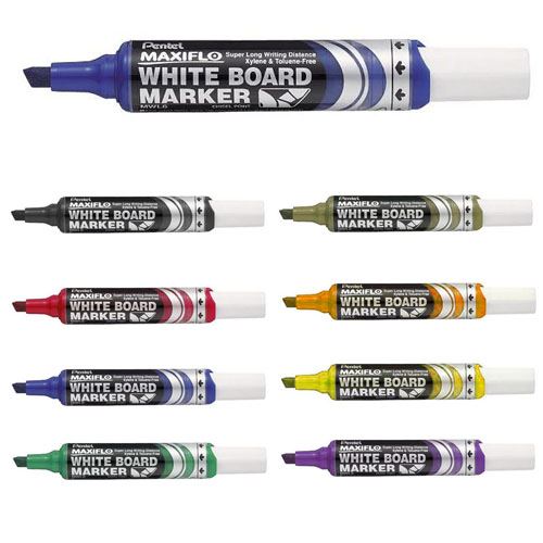 Image for PENTEL MWL6 MAXIFLO WHITEBOARD MARKER CHISEL POINT ASSORTED BOX 12 from PaperChase Office National