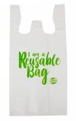 Image for CAPRI REUSABLE SINGLET BAGS MEDIUM 480X240X130MM 36 MICRON WHITE PK100 from PaperChase Office National