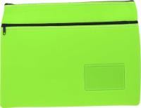 neoprene name card pencil case - 2 zip - 35.5 x 26cm - green